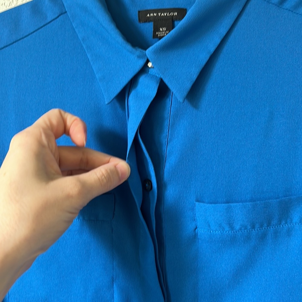 Ann Taylor Sleeveless Collared Top - Blue - Picture 4 of 6